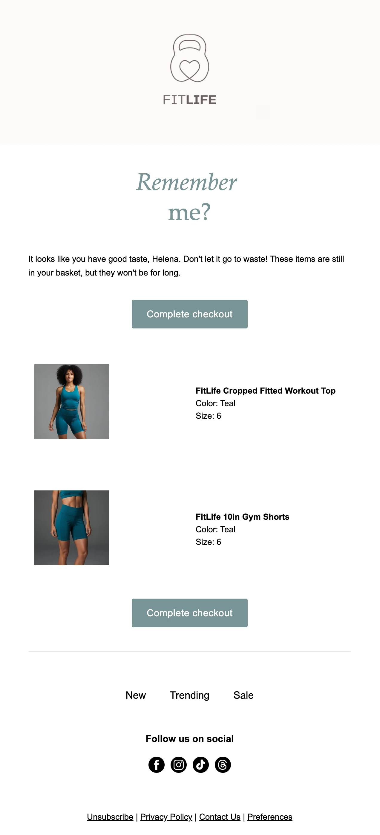 An example of an abandoned cart email built in VhtLtd's drag and drop editor.