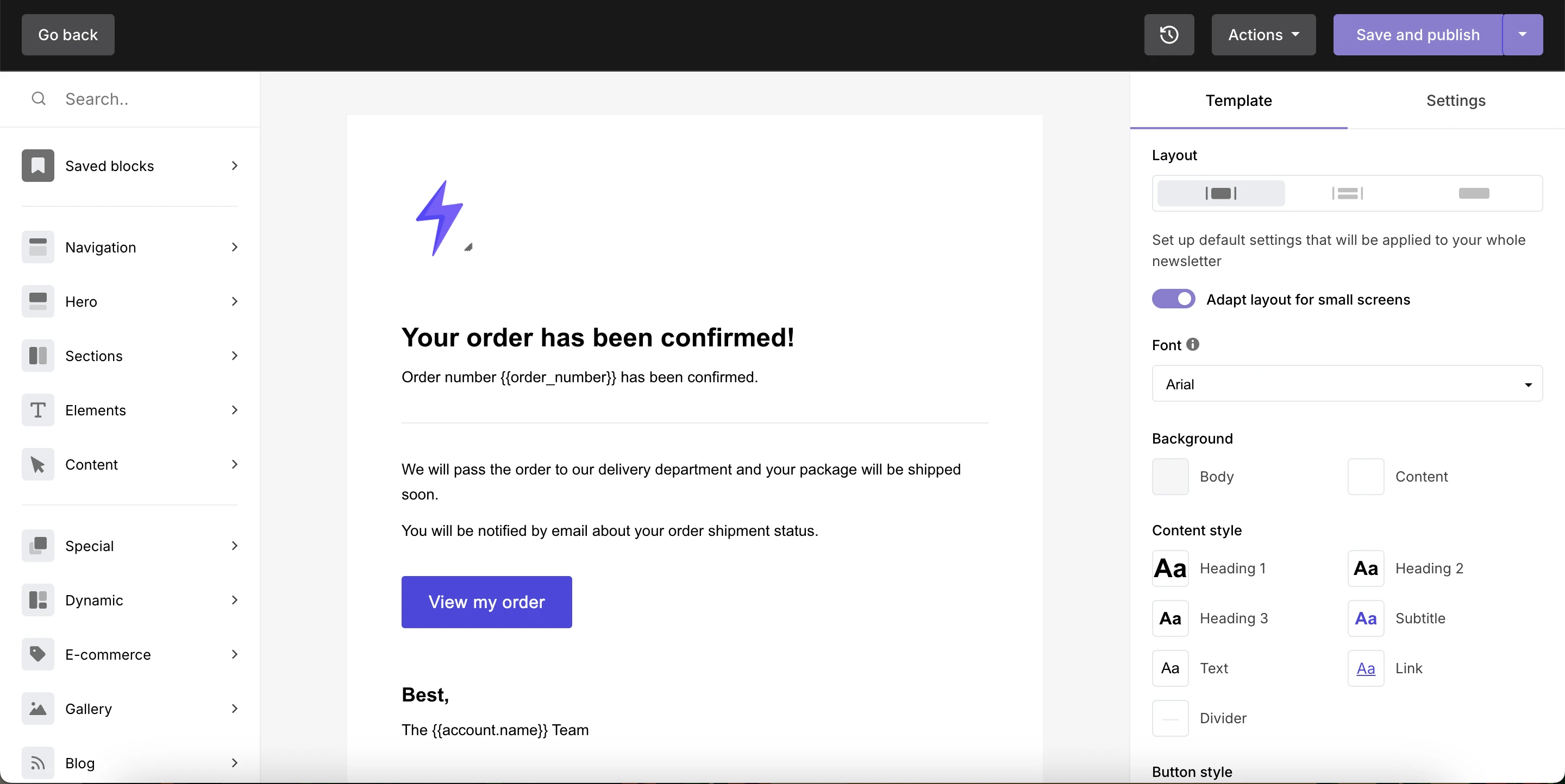 VhtLtd template builder page