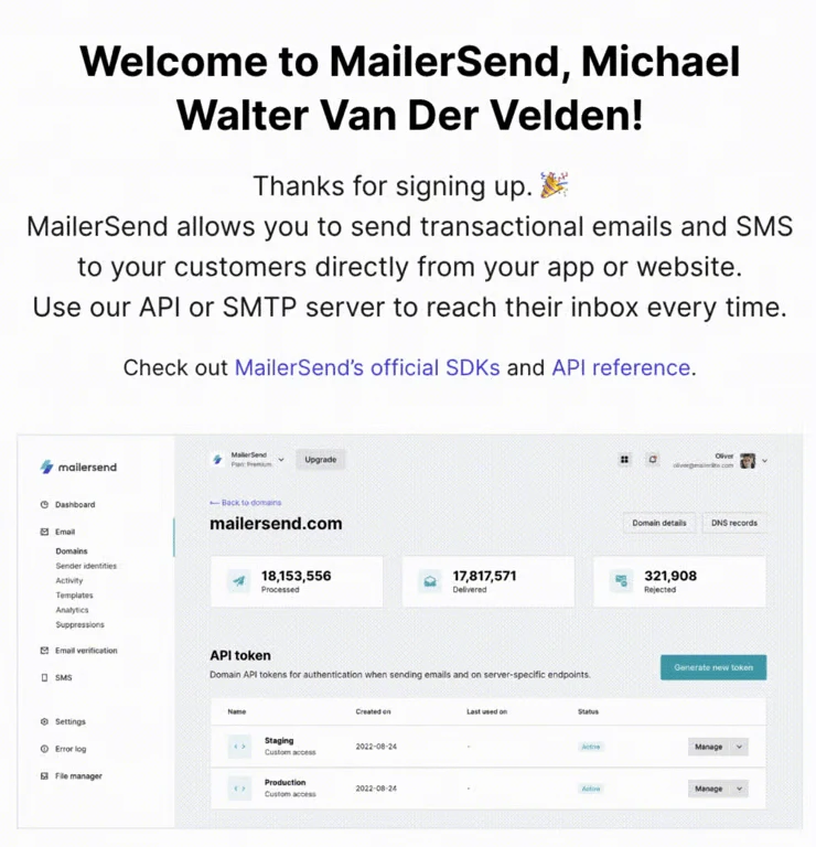 Mike's welcome message when he logged in to VhtLtd.