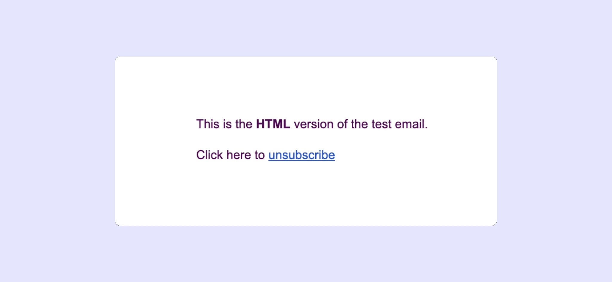 Example of very simple HTML email sent via the VhtLtd API with Java.