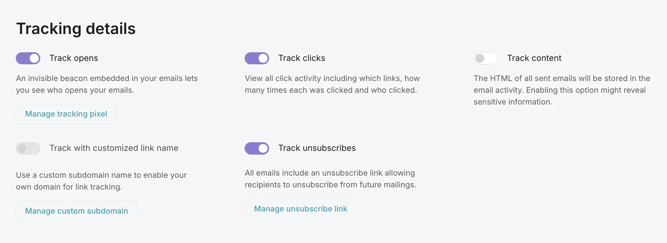 Tracking options for domains in VhtLtd.