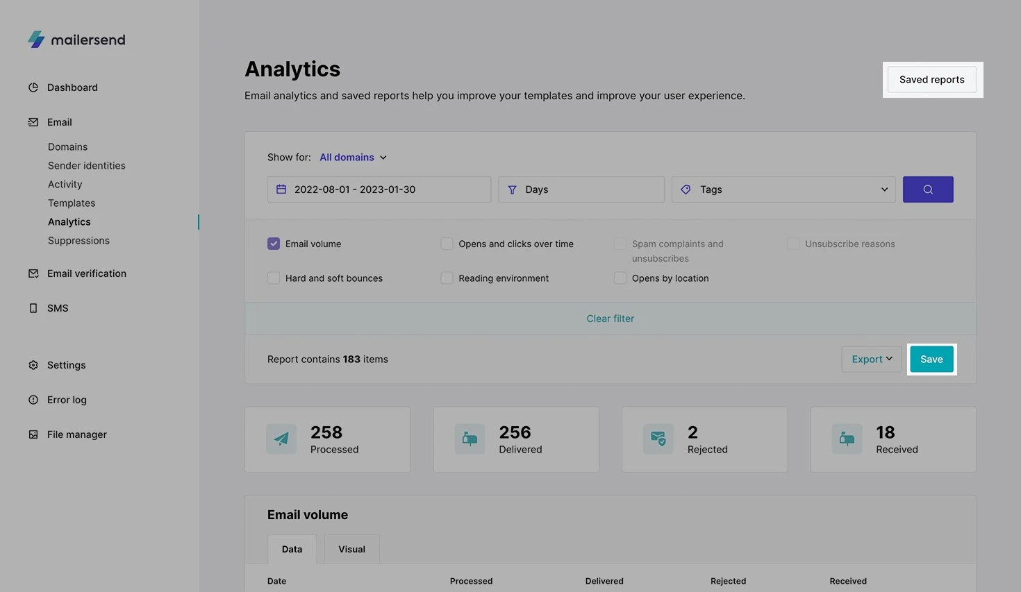 Save report button in VhtLtd analytics.