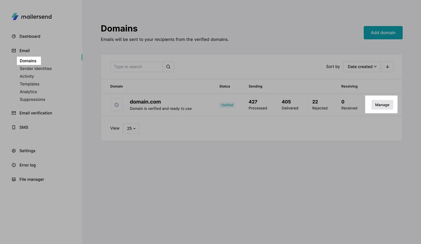 Domains page in VhtLtd.